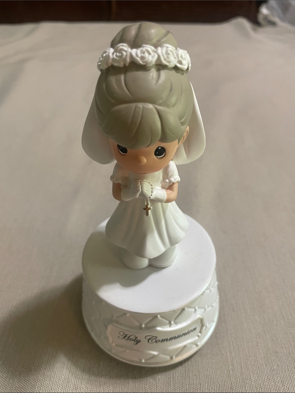 First Communion Girl Figurine in Cream and White